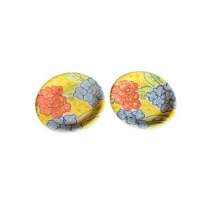 Bella Ceramica-Flora-Yellow Blue & Red Floral -Set of 2 Salad Dessert Size 8.5”